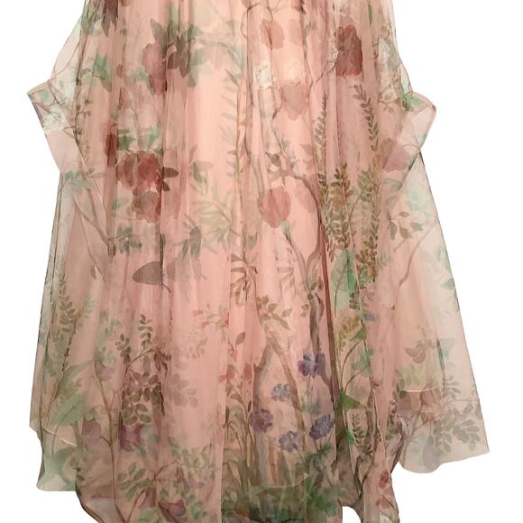 PatBO Floral Printed Tulle Full Length Dress Beaded Sequin Embroidered 6 NWT - Picture 9 of 13